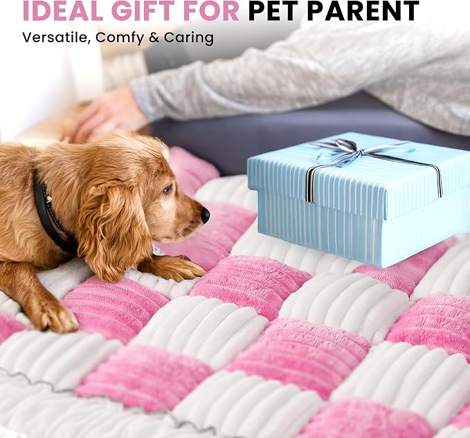 HiPetpy Backseat Dog Bed Mat, Non-Slip Dog Bed for Car Back Seat, Soft & Cozy Dogs Blanket, Washable Travel Pet Mat Seat Protector for Cars, SUVs, Trucks (Pink/White, 51.1" L x 23.6" W x 1.5" Th) - Image 7