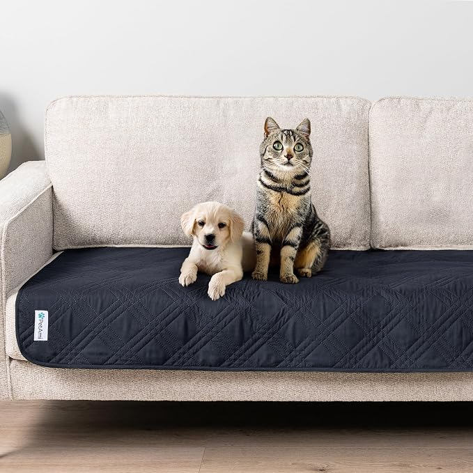 PetAmi Waterproof Couch Cover for Dog Non-Slip Bed Sofa Blanket, 30x70 Gray | Leakproof Furniture Protector for Pet Cat, Machine Washable Pee Proof Mat for Chair Car Seat, Durable & Anti Slip Backing - Image 7