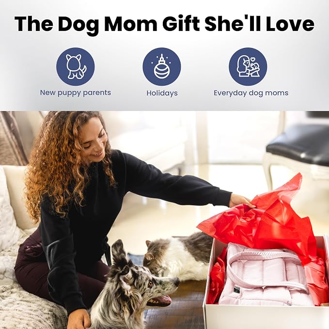 Rubyloo Puffer Dog Travel Bag for Dog Moms, Diaper Bag with Travel Bowls | 2 BPA-Free Collapsible Bowls, 2 Pet Food Containers, 9 Pockets, Everyday Puffer Bag Works With or Without Your Dog, Soft Pink - Image 6