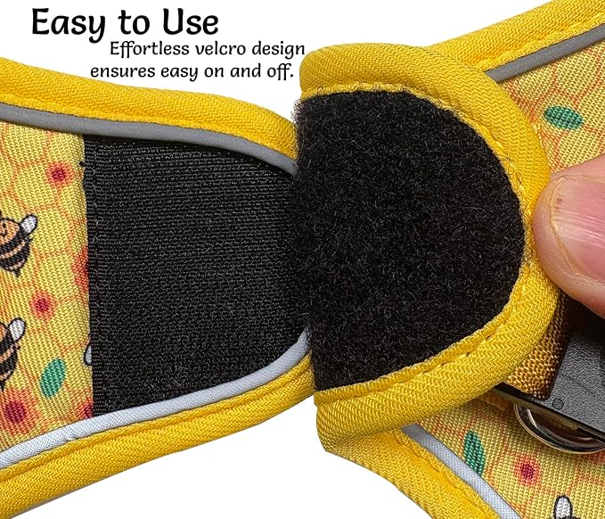 Mihqy Step in Dog Harness and Leash Set, Soft Breathable Mesh, Bee,XS | Reflective, Adjustable No Pull Harnesses for Small Dogs Puppy and Cats, Lightweight Vest Harnesses, Fashion Floral Design - Image 6