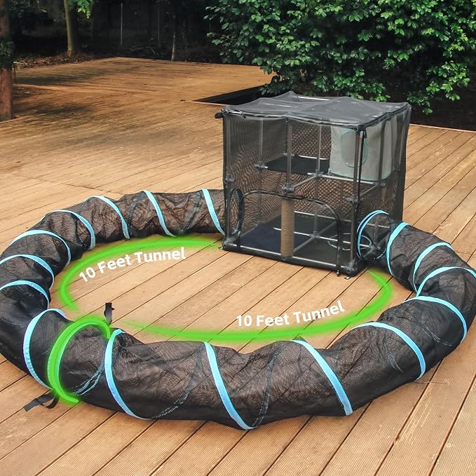 INTURN Cat Furniture Tent for Indoor and Outdoor Playpen Portable Cat Tunnels, Outdoor Kennel (10ft Tunnel) - Image 5