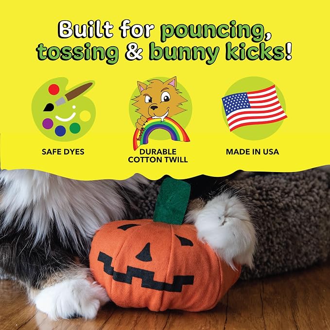 Yeowww! Catnip Haloween Pumpkin Catnip Cat Toy - 3 in toy for cats - 100% Stuffed with Premium Organically Grown Catnip, Made in USA - Image 6