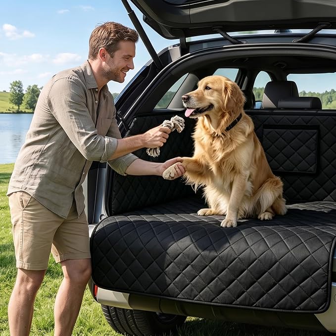PETICON SUV Cargo Liner for Dogs, Pet Trunk Cover with Cushioned Sides | Full Coverage Non-Slip Cargo Cover with Bumper Flap Protector, Waterproof 600D Oxford, 28D High-resilience Foam, Safer Rides - Image 9