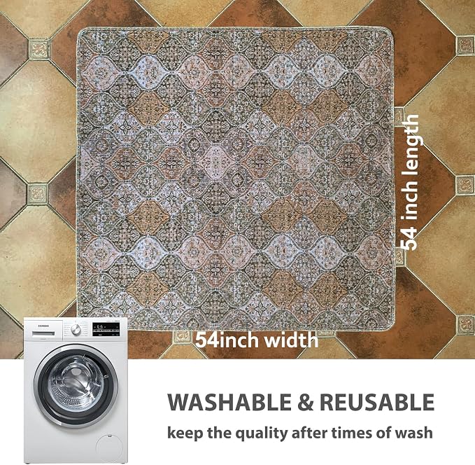 nunubaby Washable Pee Pads for Dogs, Stylish, Non-Slip and Leak-Proof Pee Pads. Reusable Potty Pads for Dogs for Crates and Floors.(Brown/Multi,54" x54" ) - Image 4