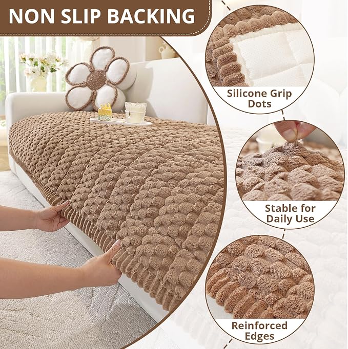 OstepDecor Couch Cover for Dogs, Washable Non Slip Sofa Cover for Pets | Soft Couch Covers for Sofa, Loveseat and Sectional, Furniture Protector Against Pet Hair & Dirt (27.6" x 27.6", Brown) - Image 5