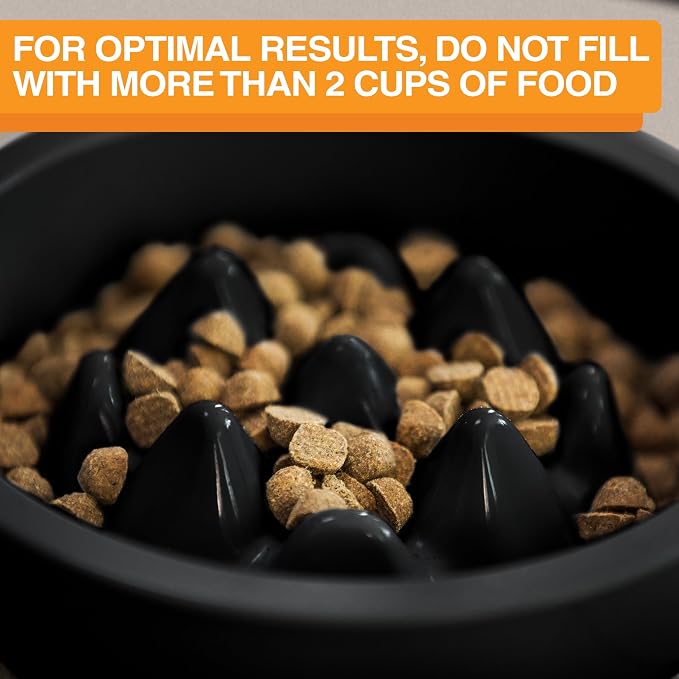 The Niner Slow Feed Bowl - Raised Peaks Slow Down Pets Eating - Fits Elevated Feeders Including Neater Feeder Large Sizes - Gentle on Teeth and Gums - Holds up to 2 Cups (Black) - Image 6
