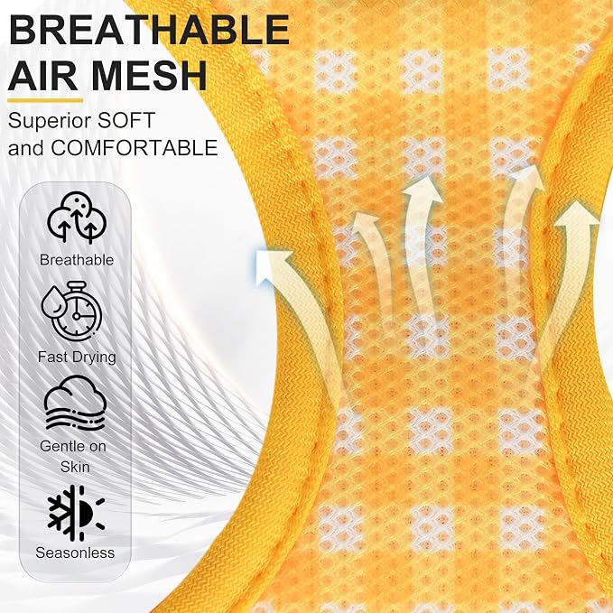 AIITLE Step in Medium Dog Harness and Leash Set, Puppy Pet Vest, Yellow L | Breathable Mesh, Adjustable Fit, No-Pull Reflective Design, Escape Proof, for Small-Medium Dogs, Outdoor Walking, Running - Image 3