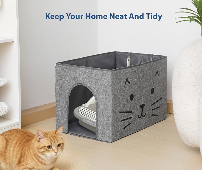 Dog Proof Cat Litter Box Enclosure, Gray | Side Arched Entrance, High-Sided, Waterproof, Cat Box Enclosure Splash Guard, Reduces Litter Scatter & Urine Spray - Image 5