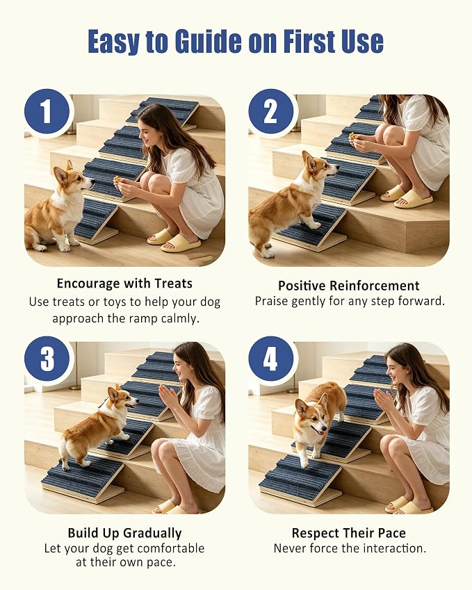 Dog Ramp for Stairs for Small Dogs Up to 40 lbs - Adjustable Dog Stair Ramp with Non-Slip Carpet, Foldable Pet Ramp for Stairs, Dog Ramp Stairs for Senior Dogs, Puppies, Bed, Sofa (2-Pack) - Image 3