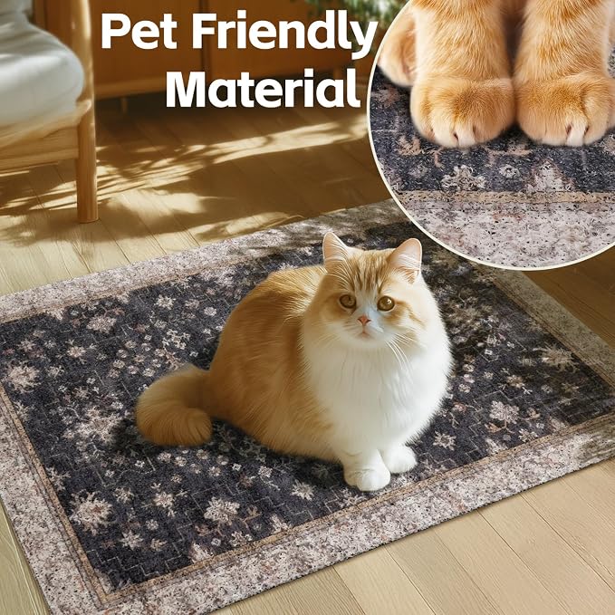 Cat Litter Mat Litter Trapping Mat, 24"x15" Waterproof Urine Proof Litter Box Mat Catcher Mat Non-Slip Washable for Kitty Kitten, Black - Image 3