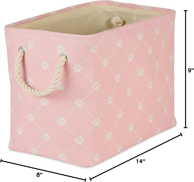 Bone Dry Pet Storage Paw and Bone, Trellis Collection, Small Rectangle, 14x8x9, Pink - Image 9