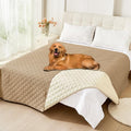 Smiry Waterproof Reversible Dog Bed Cover Pet Blanket | Pet Friendly, Soft Fabric, Washable Dog Blanket for Furniture Bed Couch Sofa, Checkered (82"x102", Camel/Beige) by Smiry
