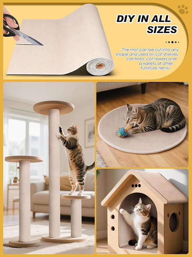 2PCS 39.4"x15.8" Cat Scratch Furniture Protector - Beige | Less claw damage, easier scratch-zone setup, worn post refresh, cleaner couch corners, softer look for cat homes - Image 3