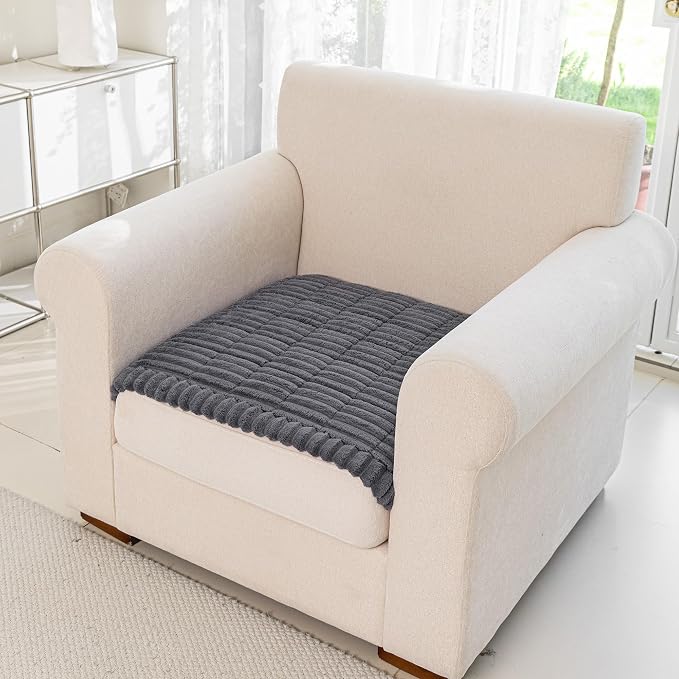 MYSKY HOME Chair Covers, Non-Slip Couch Cover, Dark Grey, 27.6" x 27.6" | Recliner Chair Covers, Soft & Thick Chair Arm Covers Protectors, for Living Room, Pet Friendly, Couch Cushion Covers - Image 8