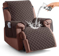 KinCam 100% Waterproof Recliner Chair Covers Washable, 25", Chocolate | Anti Slip Reclining Couch Covers for Pets Dog, Recliner Sofa Slipcover Storage Pocket, Furniture Protector with Elastic Strap by KinCam