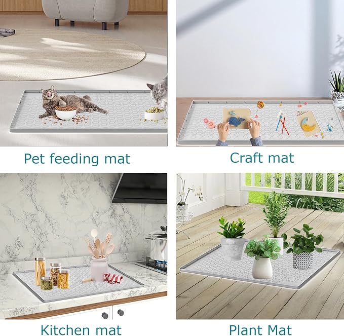 Cat Litter Mat for Litter Box, Silicone Large Cat Litter Trapping Mat - 34x22 in, Waterproof & Non-Slip, Durable & Easy Clean, Light Gray - Image 6