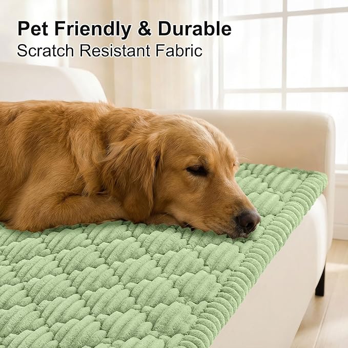 Smiry Couch Cover for Dogs Washable, Non Slip Fuzzy Pet Sofa Protector | Soft Thick Furniture Cover for Sofa, Loveseat and Sectional, Scratch & Pet Hair Resistant (Sage Green, 27.6" x 82.7") - Image 3