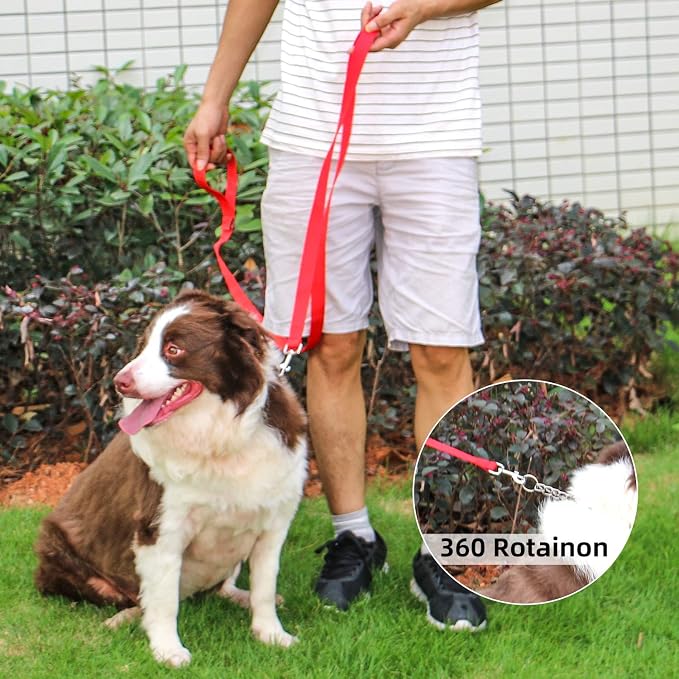 AMAGOOD 6 FT Puppy/ Dog Leash, Strong and Durable Traditional Style Leash with Easy to Use Collar Hook, Great for Small, Medium and Large Dogs (1 in x 6 ft, Red) - Image 2