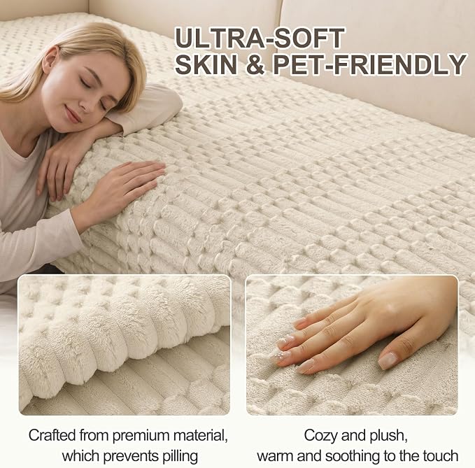 Smiry Waterproof Couch Covers for Dogs Washable, Non Slip Pet Sofa Cover | Plush Scratch Resistant Flannel Furniture Protector for Dogs, Apricot, 36" x 36" - Image 5