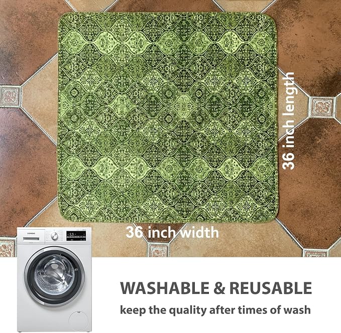 nunubaby Washable Pee Pads for Dogs, Stylish, Non-Slip and Leak-Proof Pee Pads. Reusable Potty Pads for Dogs for Crates and Floors.(Green/Multi,36" x36" ) - Image 4