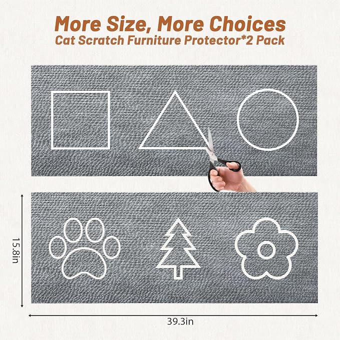 78.7" x 15.8" Cat Scratch Furniture Protector | Trimmable DIY Self-Adhesive Strong Adhesion, Won't Fall Off, Easy to Use, Leaves No Residue, for Couch, Sofa, Wall & Door - Image 2