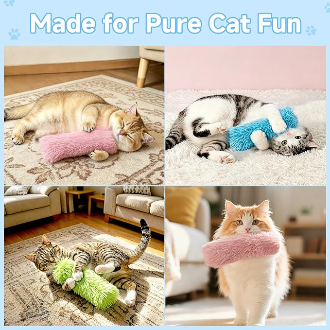 WOUSEDO Cat Toys Pillows 3 Pack, Interactive Kicker Toy with Catnip | Soft and Durable Plush Toys with Crinkle Sound, Promotes Cat Exercise, Companion for Indoor kitten Toy - Image 8