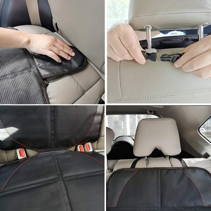 MORROLS Car Seat Protector for Child, Baby, Pets -1 Pack car seat Cover with Thick Padding- Waterproof Universal Size with Mesh Pockets (Black) - Image 4