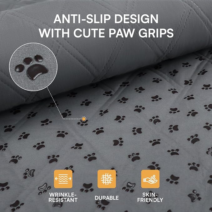 Luciphia Waterproof Couch Cover for Dogs, Non-Slip Pet Sofa Protector | Non-slip waterproof couch cover scratch-resistant machine washable protects sofa bed from spills fur claws, Grey, 82" x 102" - Image 3