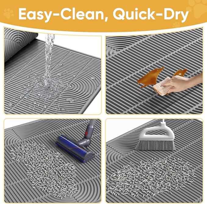 TRZZ XXL Cat Litter Mat, Large Silicone Waterproof Mat, Green | Non-Slip, Easy to Clean, Cat Litter Trapping Mat, Kitty Litter Catcher, Scatter Control, for Floor - Image 6