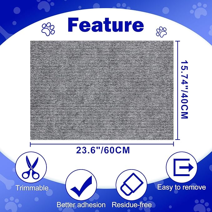 ENONCI 23.6x15.8 Cat Scratcher Mat, Self-Adhesive Cat Scratch Furniture Protector - Image 6