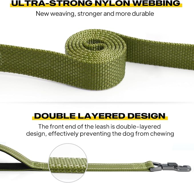 Fida Heavy Duty Dog Leash for Medium Large Dogs, 4 FT, Dual Padded Handles | Traffic Handle for Close Control, Advanced Easy Snap Hook, Reflective, Strong Nylon Webbing for Daily Walks & Training, Green - Image 3