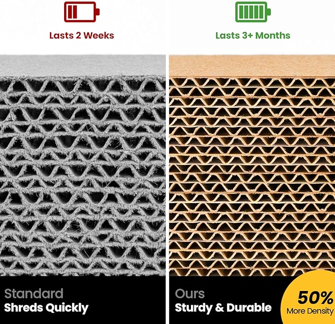 Cat Scratcher, Durable Scratch Pad, Corrugated Cardboard Scratching Board for Indoor Cats, Heavy Duty, Double-Sided Usability, Recyclable, with Catnip, Large, 2 Pack - Image 3