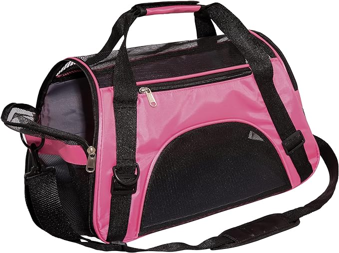 MuchL Pet Carrier Soft-Sided Carriers for Cat Carriers Dog Carrier for Small Medium Cats Dogs Puppies Pet Carrier Airline Approved Cat Dog Pet Travel Carrier (Medium,Pink) by MuchL