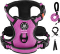 IVY&LANE No Pull Dog Harness for Medium Dogs,Dog Vest Harness with Leash,Safety Belt and Storage Strap, Fully Adjustable Harness,360° Reflective Strip,Soft Handle (Fuchsia Pink,M) by IVYLANE