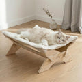 JSPYFITS Elevated Cat Bed Hammock, Raised Cat Bed with Dual-Sided Plush & Linen Cushion, Machine Washable & Breathable Cover Tool Free Easy Assembly, up to 66Lbs (White) by JSPYFITS