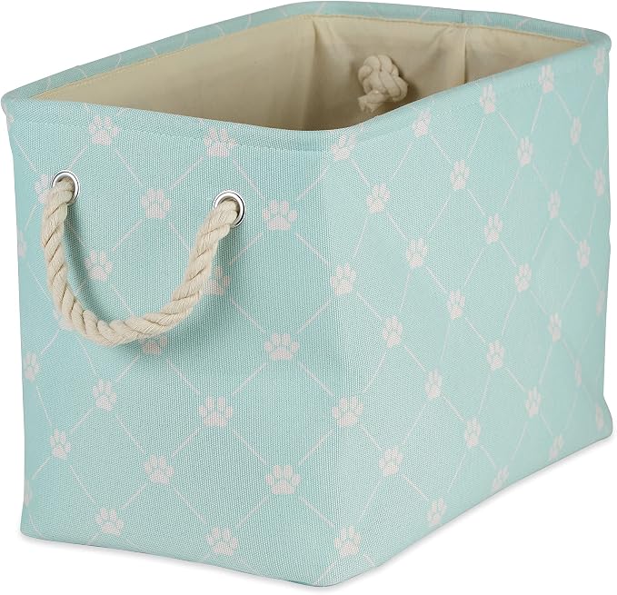 Bone Dry Pet Storage Paw and Bone, Trellis Collection, Small Rectangle, 14x8x9, Aqua by BoneDry