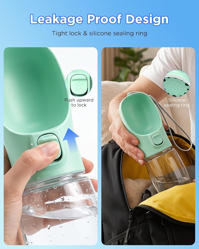 Portable Dog Water Bottle, Leak-Proof Pet Water Dispenser with Water-Saving Reflow, One-Hand Operation & Dishwasher Safe Travel Bottle for Walking, Hiking & Travel - Image 4