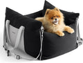 Lesure Dog Car Seat for Small Dogs,Booster Car Bed for Puppy Under 25lbs | Soft Pet Carseat with Clip-On Safety Leash and Thickened Memory Foam Filling,Dog Travel Carrier Bed with Storage Pocket,Black by Lesure