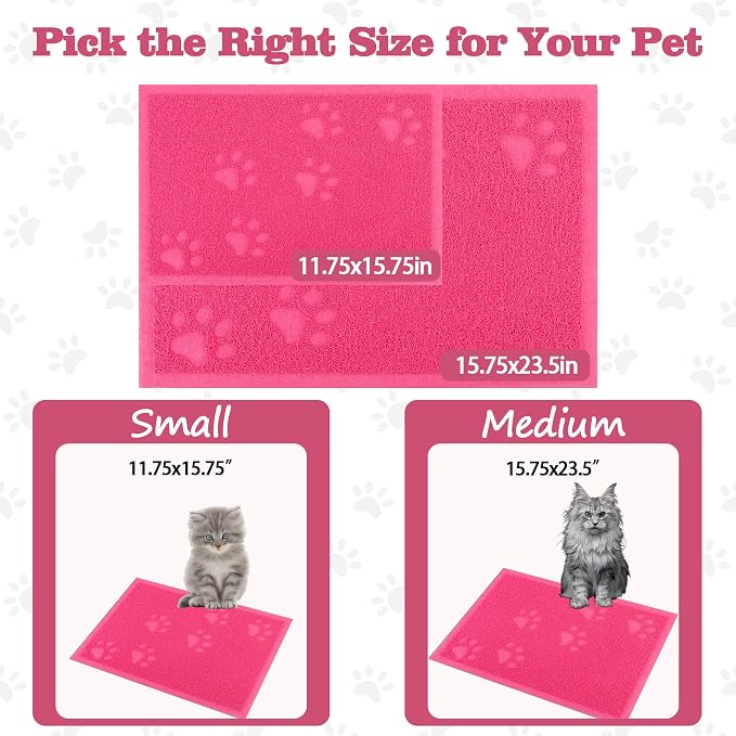 Darkyazi Cat Litter Box Mat for Floor Litter Trapping Mat Non-Slip Backing, Scatter Control, Easy Clean, Water Resistant, Soft on Paws (15.75" x 11.75",Rose red) - Image 8