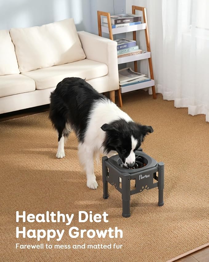 Pawque 35oz Elevated Slow Feeder Dog Food Bowls with Adjustable Stand | 3 Heights (6.1", 7.7", 9.3"), Raised Dog Bowls for Medium and Small Breed Dogs Cats, Non Slip Rubber & Mess Proof - Image 7