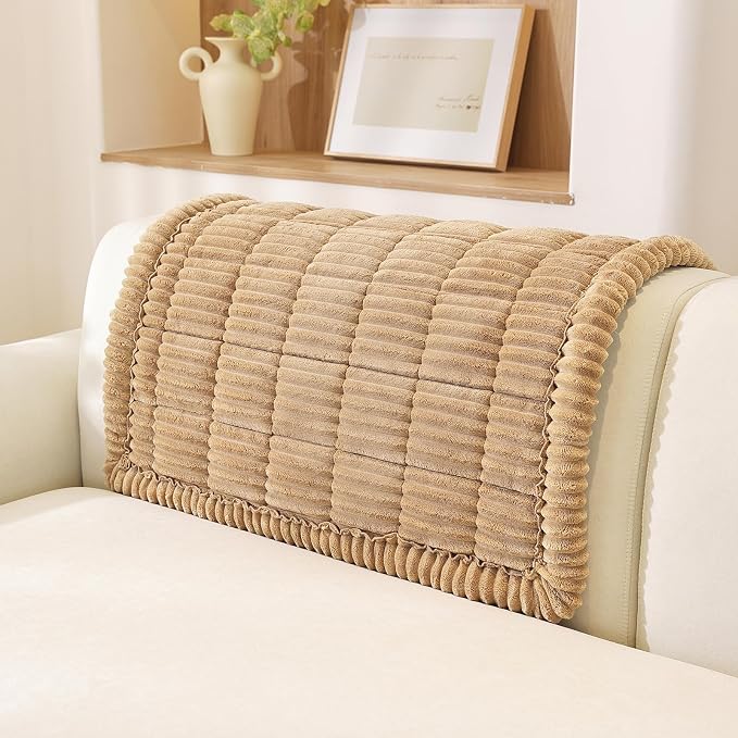OstepDecor Couch Cover for Dogs, Washable Non Slip Sofa Cover for Pets | Soft Couch Covers for Sofa, Loveseat and Sectional, Furniture Protector Against Pet Hair & Dirt (35.4" x 35.4", Khaki) by OstepDecor