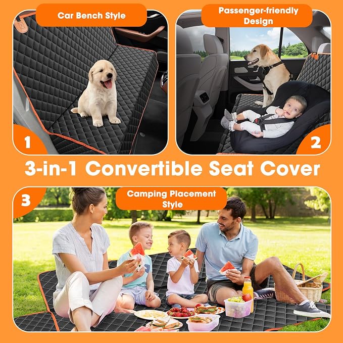 MIXJOY Truck Back Seat Cover for Dogs, Waterproof Pet Seat Covers for Trucks, Dog Cover for Truck Back Seat, Nonslip Pet Bench Seat Cover for Ford F150 F250 F350/Chevrolet Silverado/GMC/Ram - Image 3