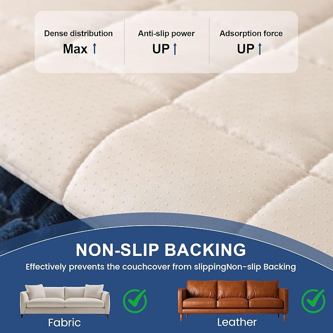 OTOB Dog Couch Cover Protector Washable, Non Slip Pet Sofa Furniture Covers | Blue, 27.6" x 82.7", Fuzzy Soft Plush, Pet Friendly, All Seasons, Breathable, Modern, Thick Wear-Resistant - Image 6