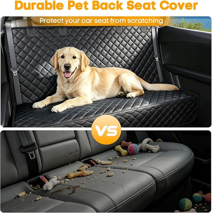 PETICON Waterproof Scratchproof Pet Bench Seat Covers for Cars, SUVs | Nonslip Durable Back Seat Cover for Dogs, PU Leather, Side Flaps, Full Bench, Easy Install - Image 3