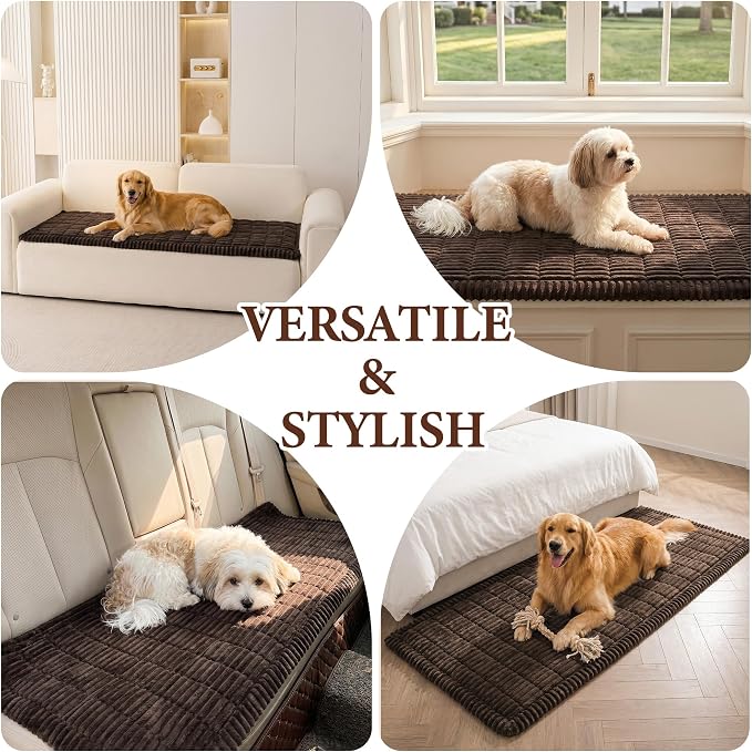 MEETSKY Couch Covers for 3 Cushion Sofa, Couch Cover for Dogs Washable | Non Slip Soft Couch Protector Covers, Dog Mat for Couches Against Pet Hair & Scratch, Pet Friendly, Chocolate, 27.6" x 82.7" - Image 6