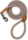 Mile High Life Dog Leash with Genuine Leather-Wrapped Ends, 4/5/6FT | Tangle-Free 360° Swivel Clasp Heavy Duty Rope Leash | Small Medium Large Dogs | Daily Walking (Brown, 48 Inch, 1/2") by MileHighLife
