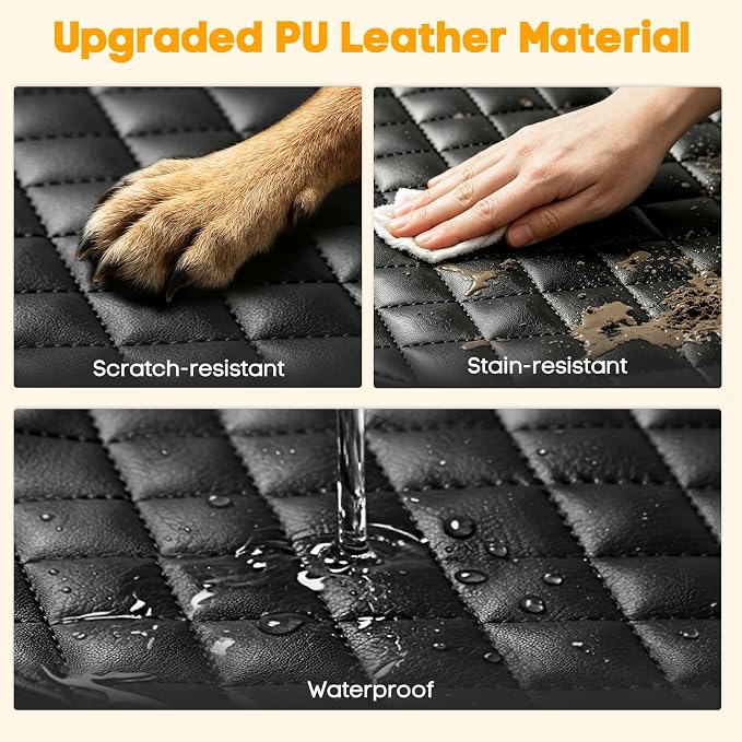 PETICON Waterproof Scratchproof Pet Bench Seat Covers for Cars, SUVs | Nonslip Durable Back Seat Cover for Dogs, PU Leather, Side Flaps, Full Bench, Easy Install - Image 2