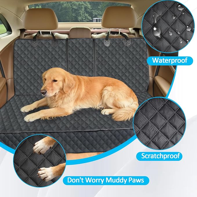 Dog Car Seat Cover for Back Seat Pet Cover for Dogs Waterproof Car Seat Protector Bench Seat Cover, Scratchproof Nonslip Durable Car Seat Covers for SUV,Truck &Cars (Standard Size:52W*48L) - Image 5