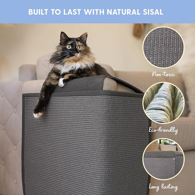 The Cat Ladies Cat Scratch Furniture Protector - 2-in-1 Side Anti Scratch Couch Protector - Adjustable Furniture Protectors from Cats Scratching - Sisal Couch Corner Guard Scratcher - Dark Grey - Image 5