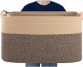 96L XL Large Cotton Rope Basket, Soft Toy Storage Bin for Nursery & Living Room, Decorative Blanket Basket for Bedroom, Baby-Safe Organizer for Pillows &Laundry, 24''×16''×15'', Brown & Black by SIXDOVE